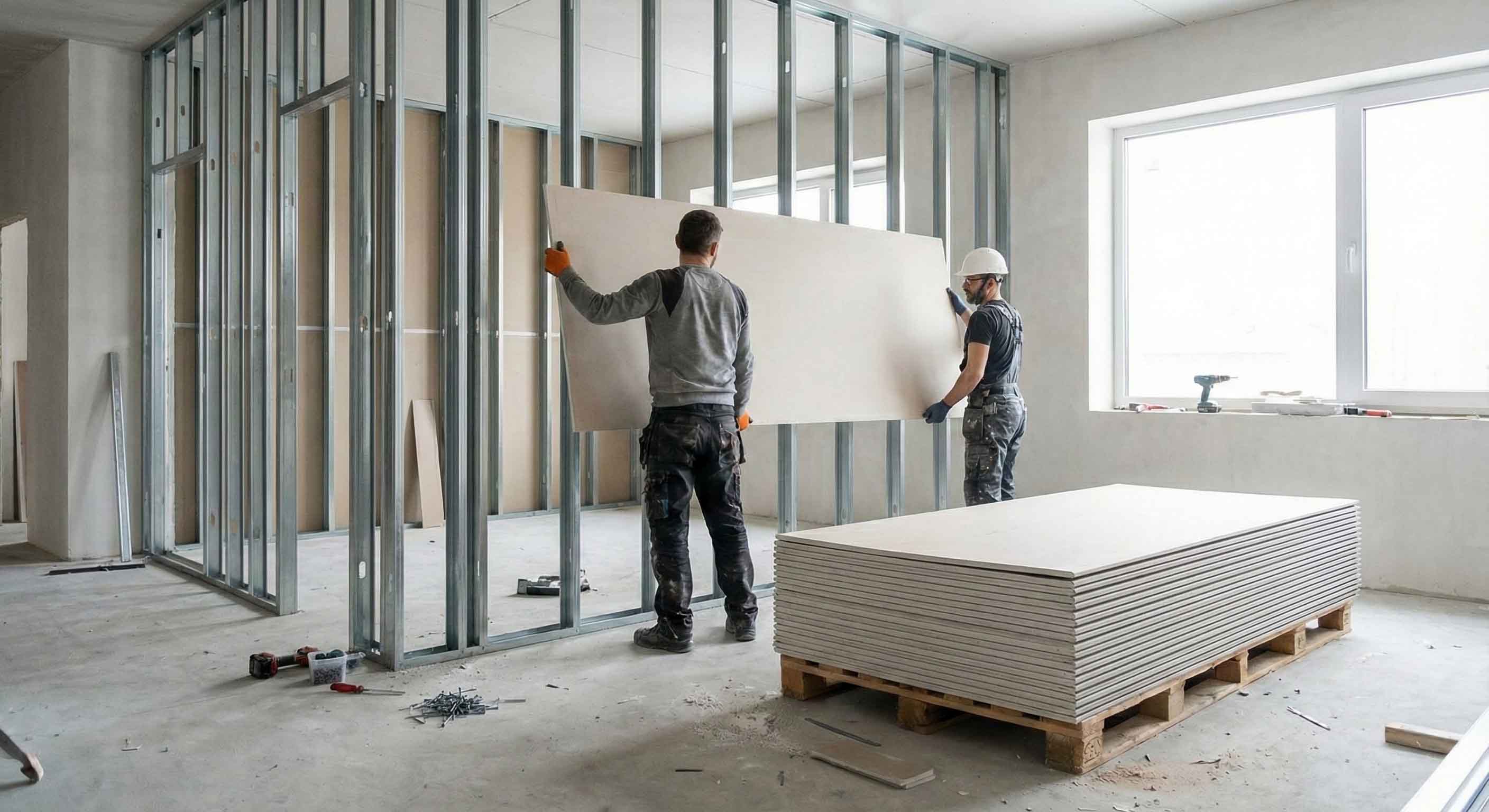 Einblicke in Arbeit Trockenbau Wand